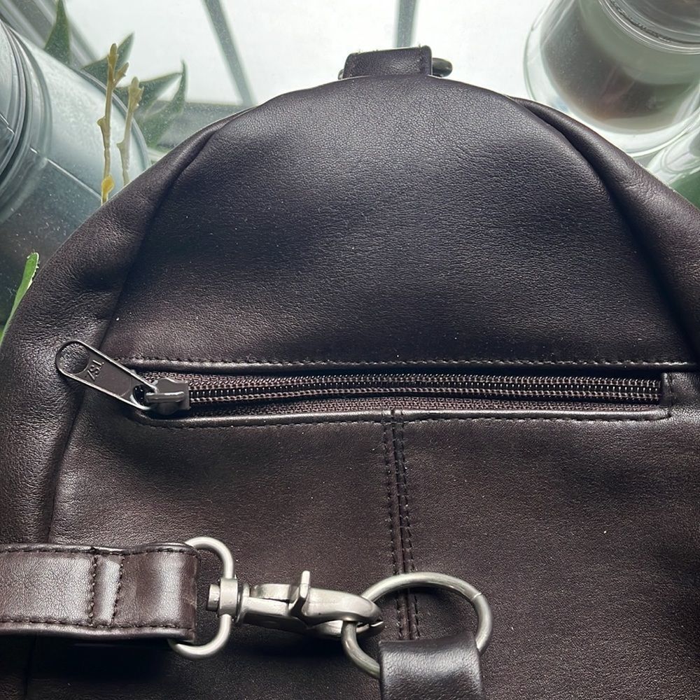 Tignanello Backpack Maroon Black Purse Bag Leather Pockets Red Small Adj… - Picture 9 of 11
